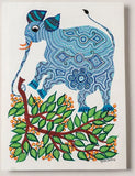 Elephant Grass: Handpainted Bhil Pithora Painting by Geeta Bariya (15 x 11 in)