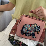Elephant Embroidery Shoulder Bag