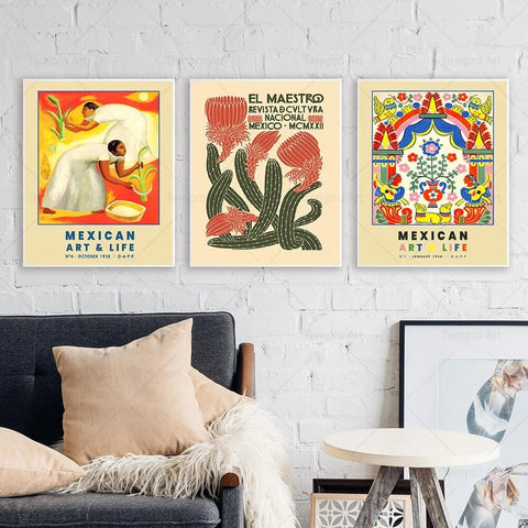 Nacional Mexico: Set of 3, Traditional Mexico Art Prints