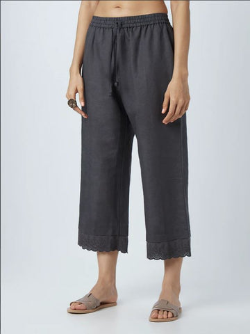 Pallazo Pants in with Embroidered cuffs