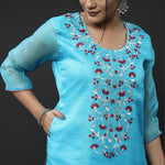 Kota Doria Silk & Embroidery Stitched Kurti Set - Extremely Limited