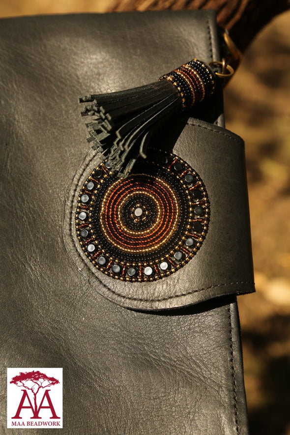 Black and Brown Bead Clutch, Maasai Tribe Kenya