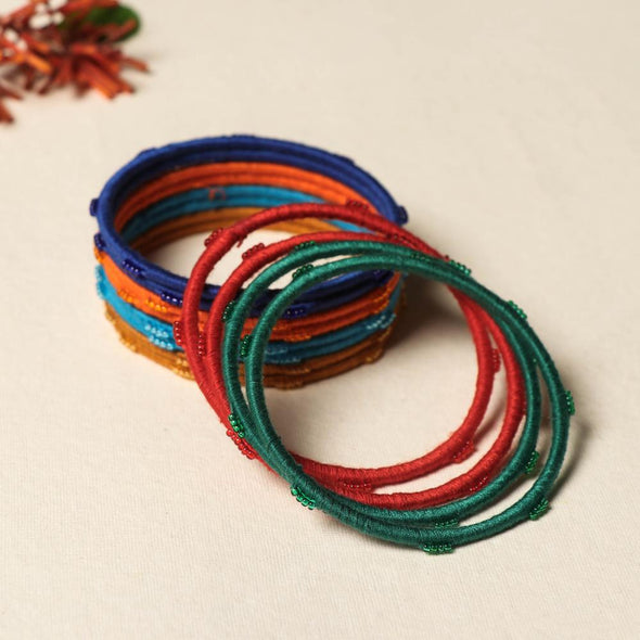 Patwa Thread & Bead Work Bangles (Set of 12), Rajasthan India