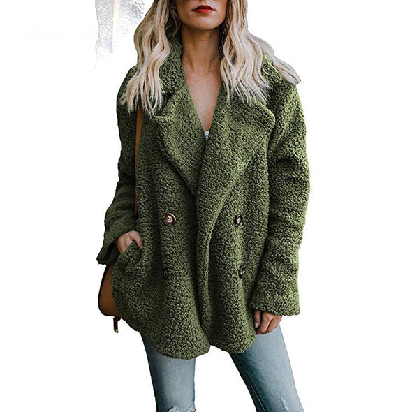 Fleece double breasted jacket
