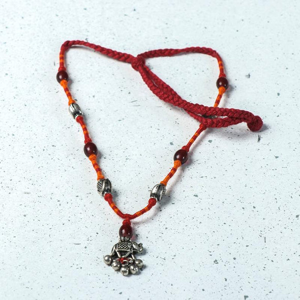 Patwa Thread Work Elephant Necklace, Rajasthan India