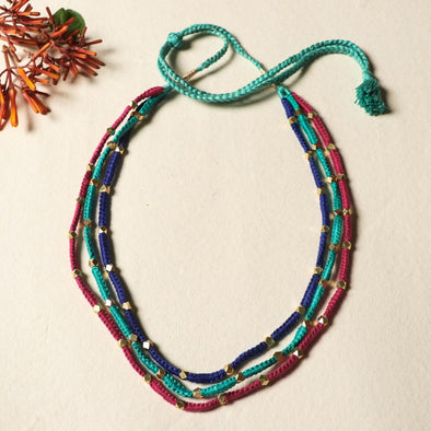 Patwa Thread & Brass + Bead Work Necklace, Rajasthan India