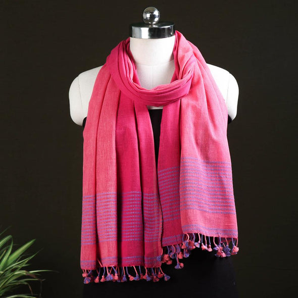 Handwoven Organic Kala Cotton Stole Original by Vinay Siju in Pink