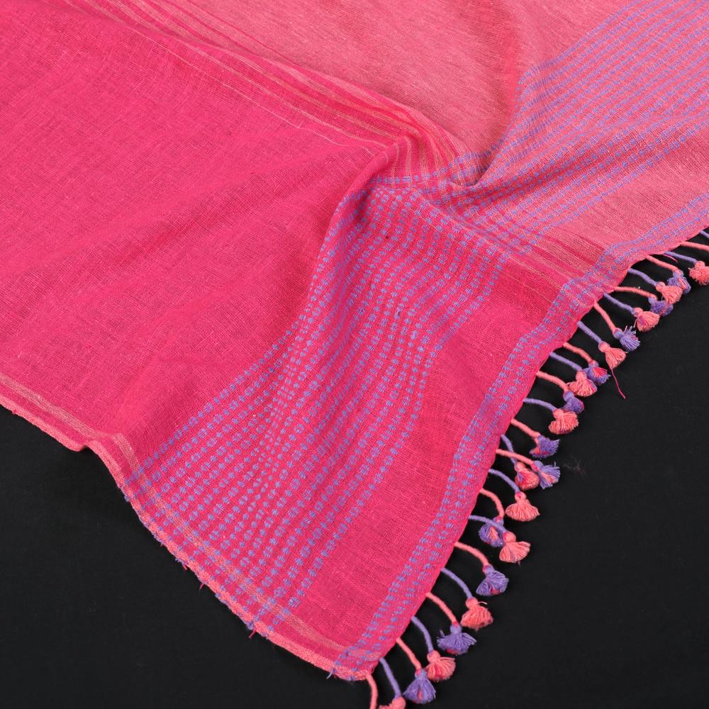 Handwoven Organic Kala Cotton Stole Original by Vinay Siju in Pink