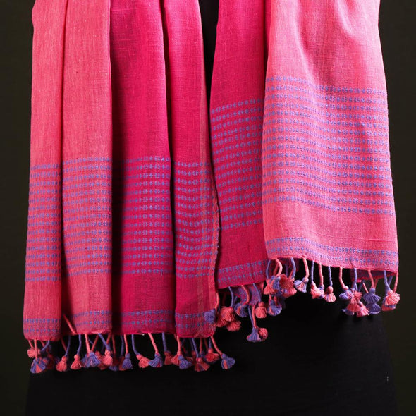 Handwoven Organic Kala Cotton Stole Original by Vinay Siju in Pink