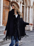 2022 Winter Fur Collar Shawls and Wraps Cardigan Sweater Women Bohemian Fringe Batwing Sleeve Ponchos Cardigans Coat