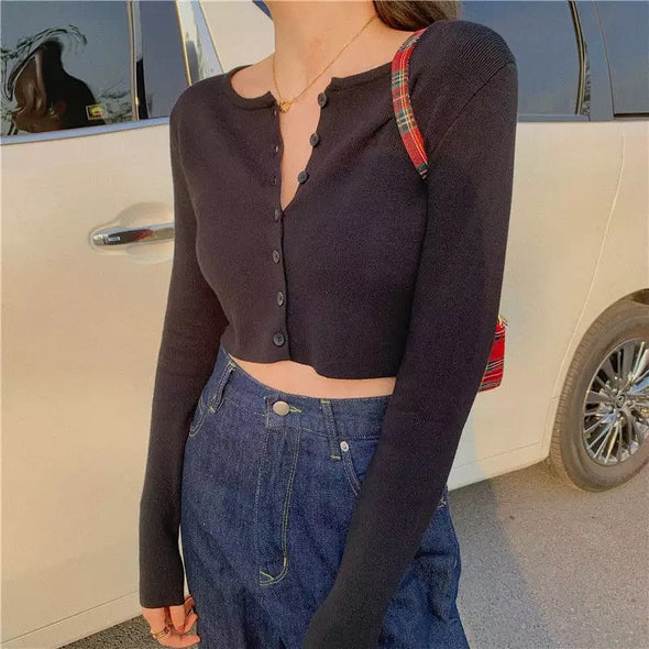 Crop top with long sleeves and Button