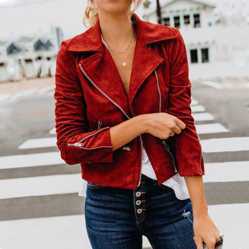 Short Velvet Suede Style Vegan Jacket