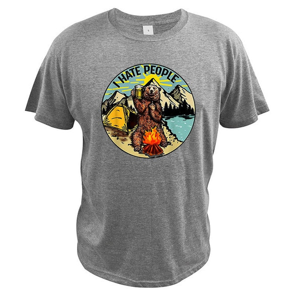 I Hate People Camping Bear Tee