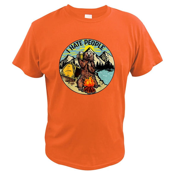 I Hate People Camping Bear Tee