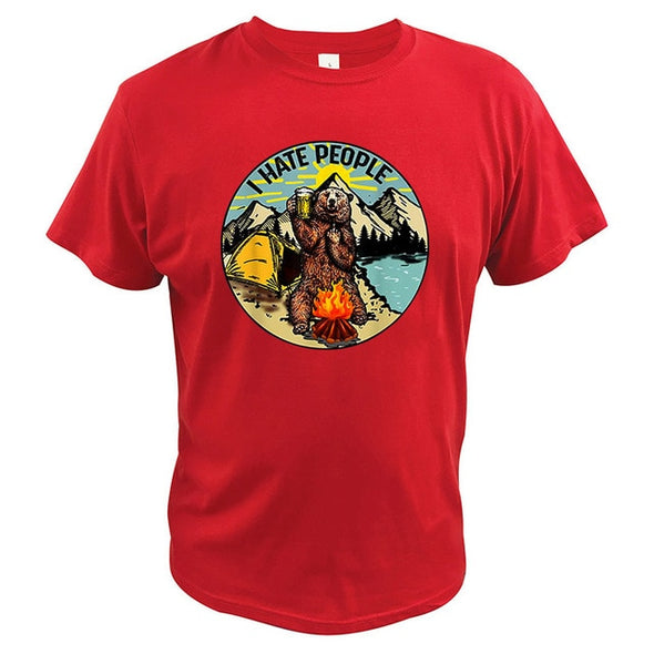 I Hate People Camping Bear Tee