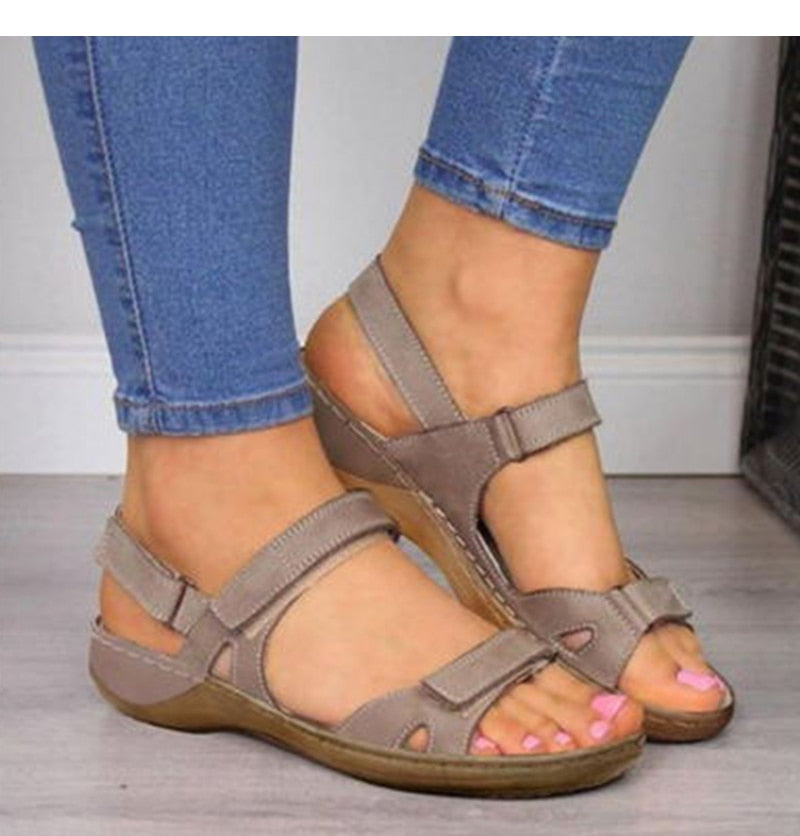 Soft Sandals Three Color Stitching with Open Toe Styling