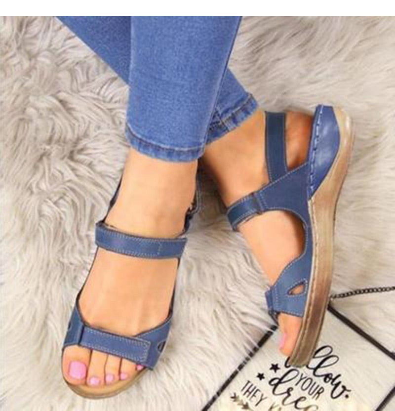 Soft Sandals Three Color Stitching with Open Toe Styling