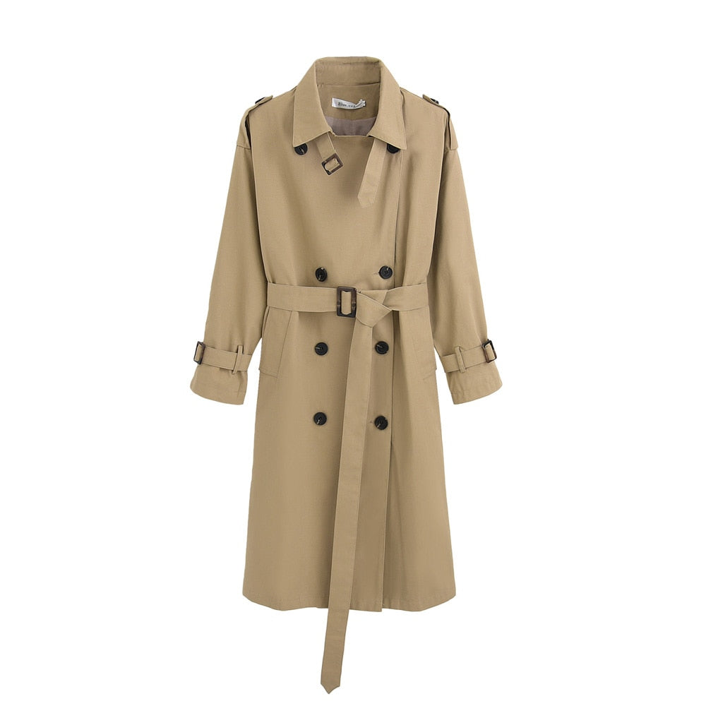 Trench Coat With Double-Breasted Styling - Fits Loosely