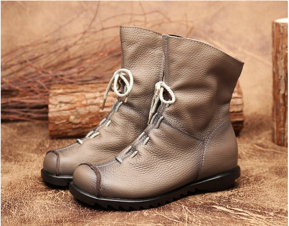 Genuine Leather Split Retro Boot in 2 choices. Eligible for Circular Fashion Discounts!