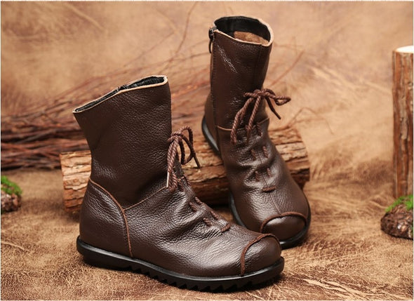 Genuine Leather Split Retro Boot in 2 choices. Eligible for Circular Fashion Discounts!