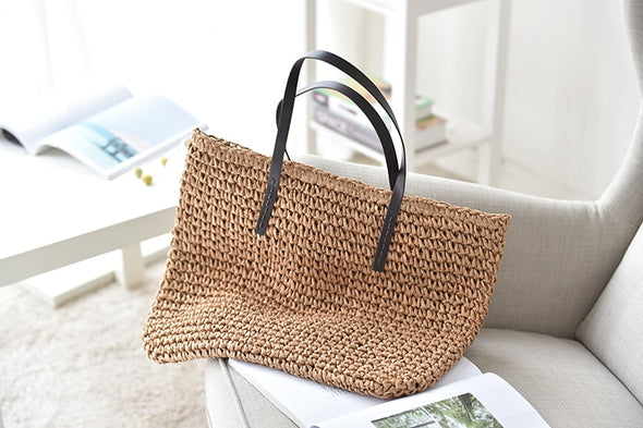 Woven Straw Boho Tote