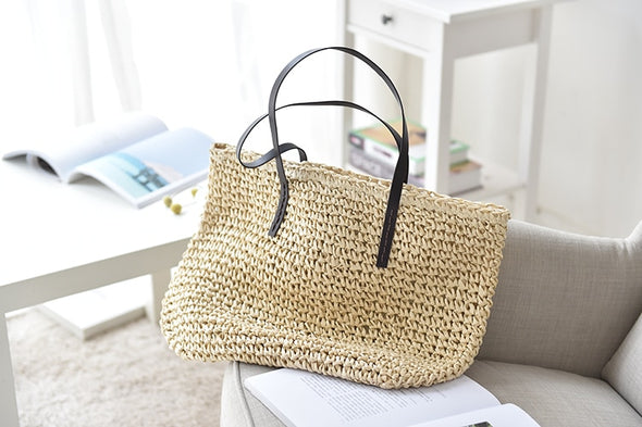 Woven Straw Boho Tote