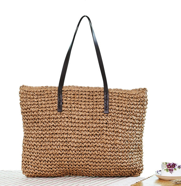 Woven Straw Boho Tote