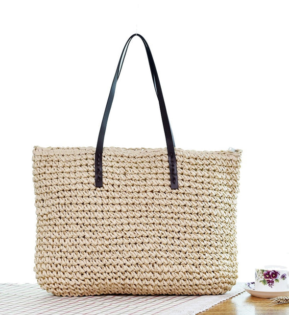 Woven Straw Boho Tote