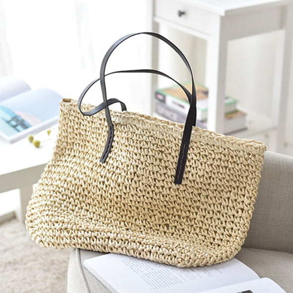 Woven Straw Boho Tote