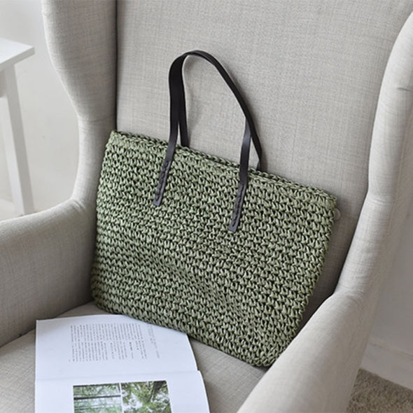 Woven Straw Boho Tote
