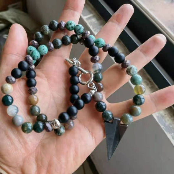 Tribal Necklace w/Eye Black Onyx