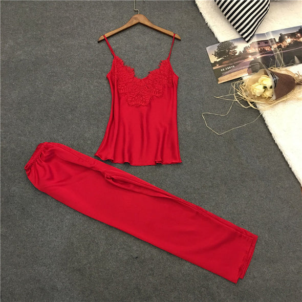Silk Lace Pajama Set Top