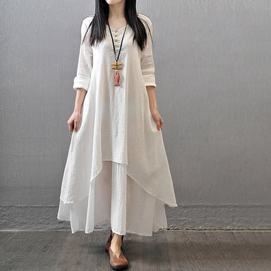JOLENE Loose Cotton Linen Maxi Dress