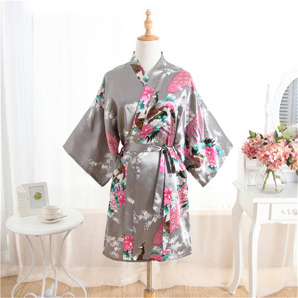 Satin Short Kimono Robe