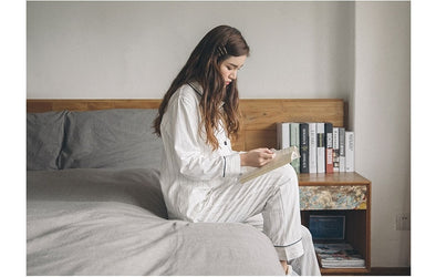 Cotton White Striped Pajamas Set